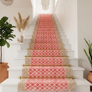 Traploper Custom Size Stairs Runner Rug Stair Carpet, treppenteppich Cotton Rug for Bedside, Entryway, Kitchen, Hallway Runner Eco Friendly