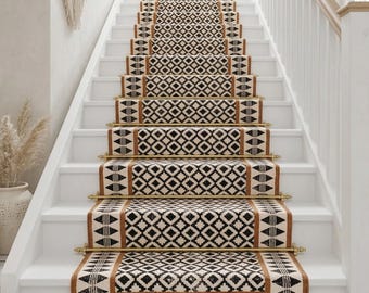 Cotton Stairs Runner Rug treppenteppich Bohemian Custom Size Stair Runner Traploper Runner Rug for Bedside, Entryway, Kitchen,  Eco Friendly