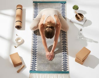 Handwoven Washable Cotton Yoga Mat | Eco-Friendly Meditation Rug Organic Cotton Yoga Mat – Handwoven, Anti-Slip Travel Rug