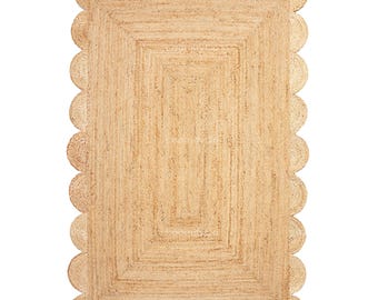 Scallop Rug Jute Rug Jute Scalloped Rug Jute Runner Rug Jute Area Rug 8x10 Jute Rug Scallop Jute Rug Scalloped Jute Rug Jute Rug 10x14, 9x12