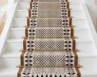 Custom Size Stairs Runner Rug Stair Treads Traploper  Stair Carpet, treppenteppich Cotton Rug for Bedside, Entryway, Kitchen, Hallway Runner