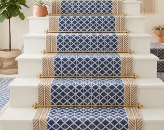 Soft Cotton Traploper Stair Runner Washable Stair Runner Cotton Carpet Runner for Stairs Hallway Runner Rug Custom Stair Treads Rug Non Slip