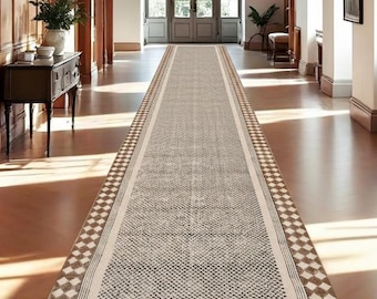 Extra Long Cotton Hallway Runner Rug Non Skid Soft Washable Rug Runners for Hallways Runner Carpet for Bedroom, Living Room Kitchen Entryway