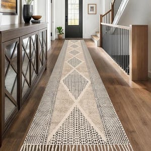Long Washable Hallway Runner Soft Cotton Runner Rug Washable Non Slip Extra Long Hallway Rug, Cotton Carpet for Entryway, Kitchen,Bedroom