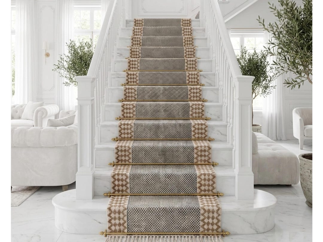 Earthy Fun Runner Rug Cotton Stairs Runner Rug Earthy Brown Runner Rug, Handwoven Rug for ...