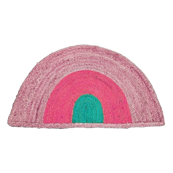 Multi Color Jute Half Circle Rug Semi Circle Jute Rug Half Etsy