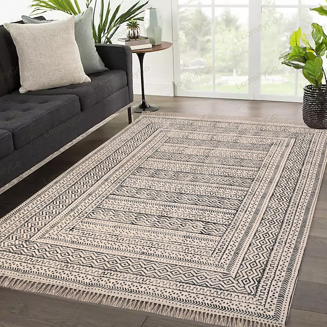 Neutral Turkish Rug, Cotton Area Rugs Gray Oushak Vintage Style Area ...