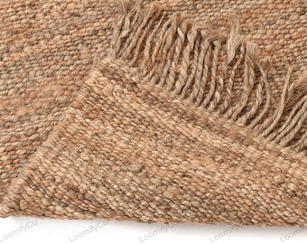 Handmade Natural Jute Rugs Hemp Runner Rug with Fringes
