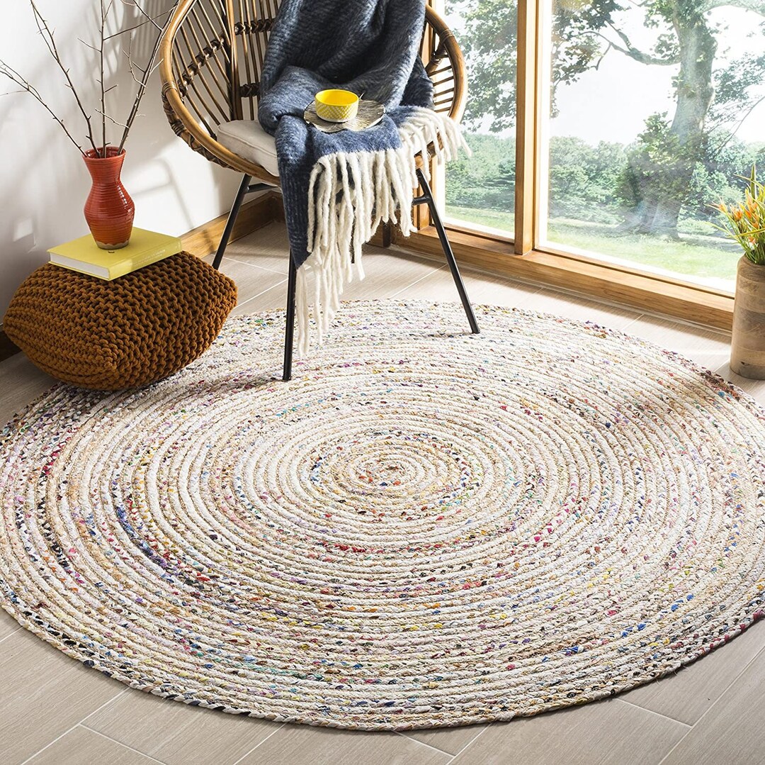 Jute Round Rug Hand Woven Round Rug Round Yoga Mat Bohemian Etsy