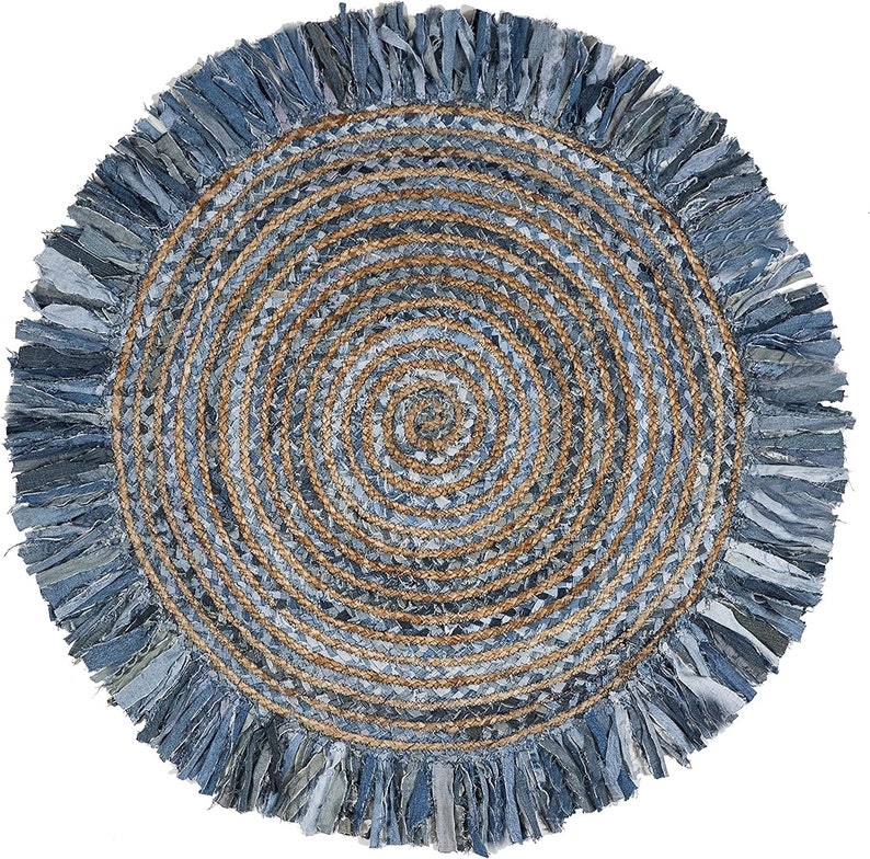 Denim Chindi Rag Rugs Chindi Round Rug Made of Recycled Cotton Etsy