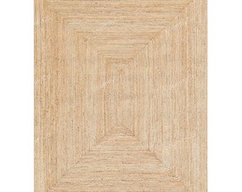 Natural Jute Rug Square Jute Braided Rug Bohemian Jute Rug Rectangular Jute Rug Sisal Rug Boho Decor Rug, Jute Area Rug, Custom Size Rug 8x8