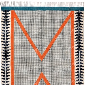 Washable Cotton Rug, Woven Cotton Carpet, Indoor Outdoor Rugs, Customized Area Rug, Hand Block Print Rug, Washable Area Rug, Rug for Bedroom