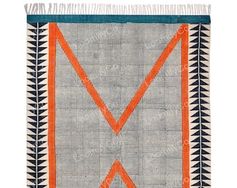 Washable Cotton Rug, Woven Cotton Carpet, Indoor Outdoor Rugs, Customized Area Rug, Hand Block Print Rug, Washable Area Rug, Rug for Bedroom