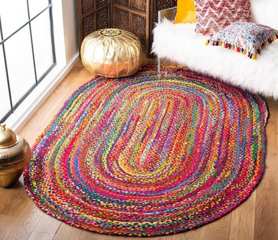 Maßanfertigung Oval Chindi Teppiche Baumwolle Teppiche Rustikal Dekor  Türkischer Teppich Rag Rug Yoga Matte Baumwolle Fußmatte Bereich Teppich  oval geflochten Teppich - .de