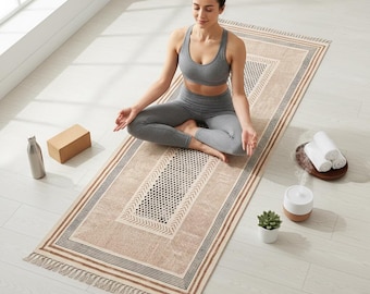 Organic Natural Cotton Mat-Yoga, Pilates, Fitness, and Meditation Yoga mat Eco-Friendly Non-Slip Exercise Mat Yoga Machine Washable yoga rug