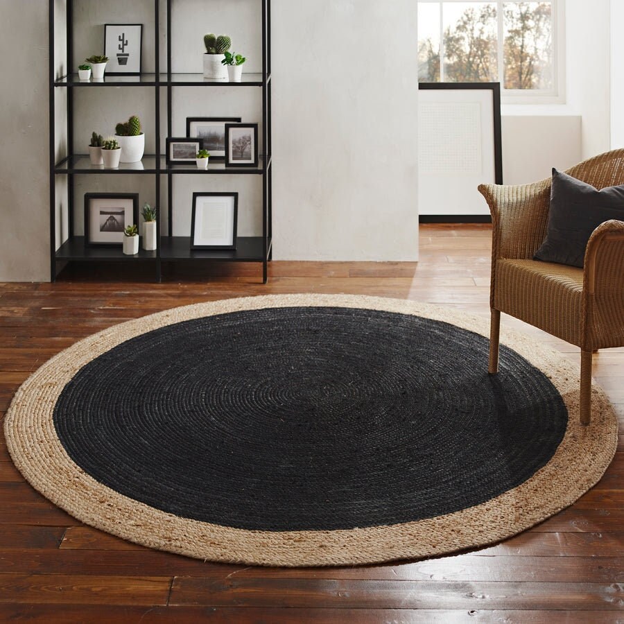 Alfombra redonda de yute, alfombra de yute, alfombra de trapo, alfombra  redonda de 4 pies, alfombra de área, alfombra trenzada de yute, alfombras  para sala de estar, alfombras redondas, alfombra redonda