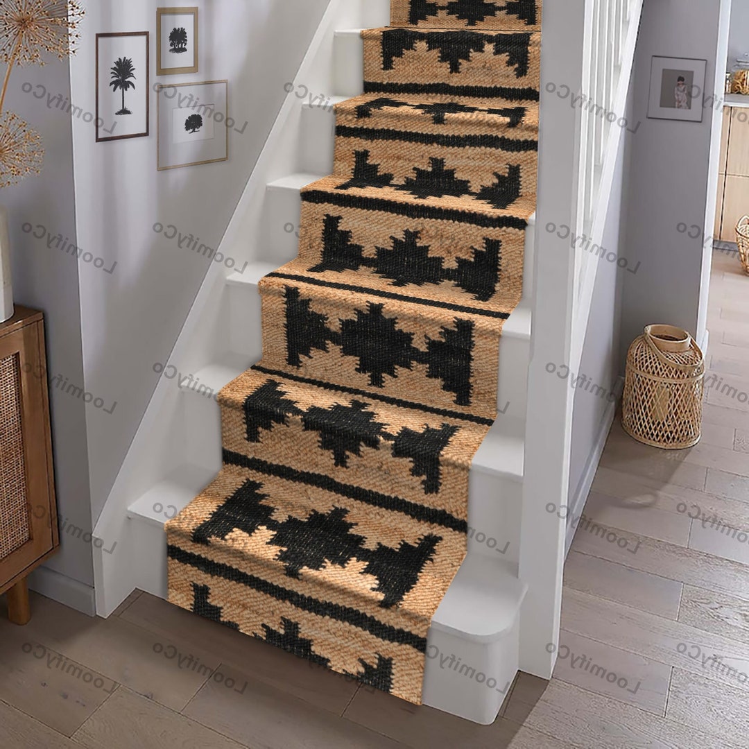 Jute Stair Treads Runner, Stair Tread Rug, Carpet Runner for Stairs, Staircase Carpet, Stairway