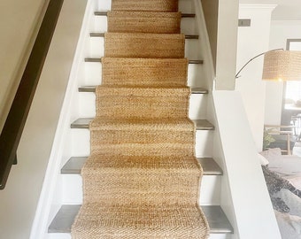 Seagrass runner Carpet for Stairs, Jute Stair Runner, Seagrass carpet, Sisal stair runner,  Custom Seagrass jute rug Stairway Carpet Runner