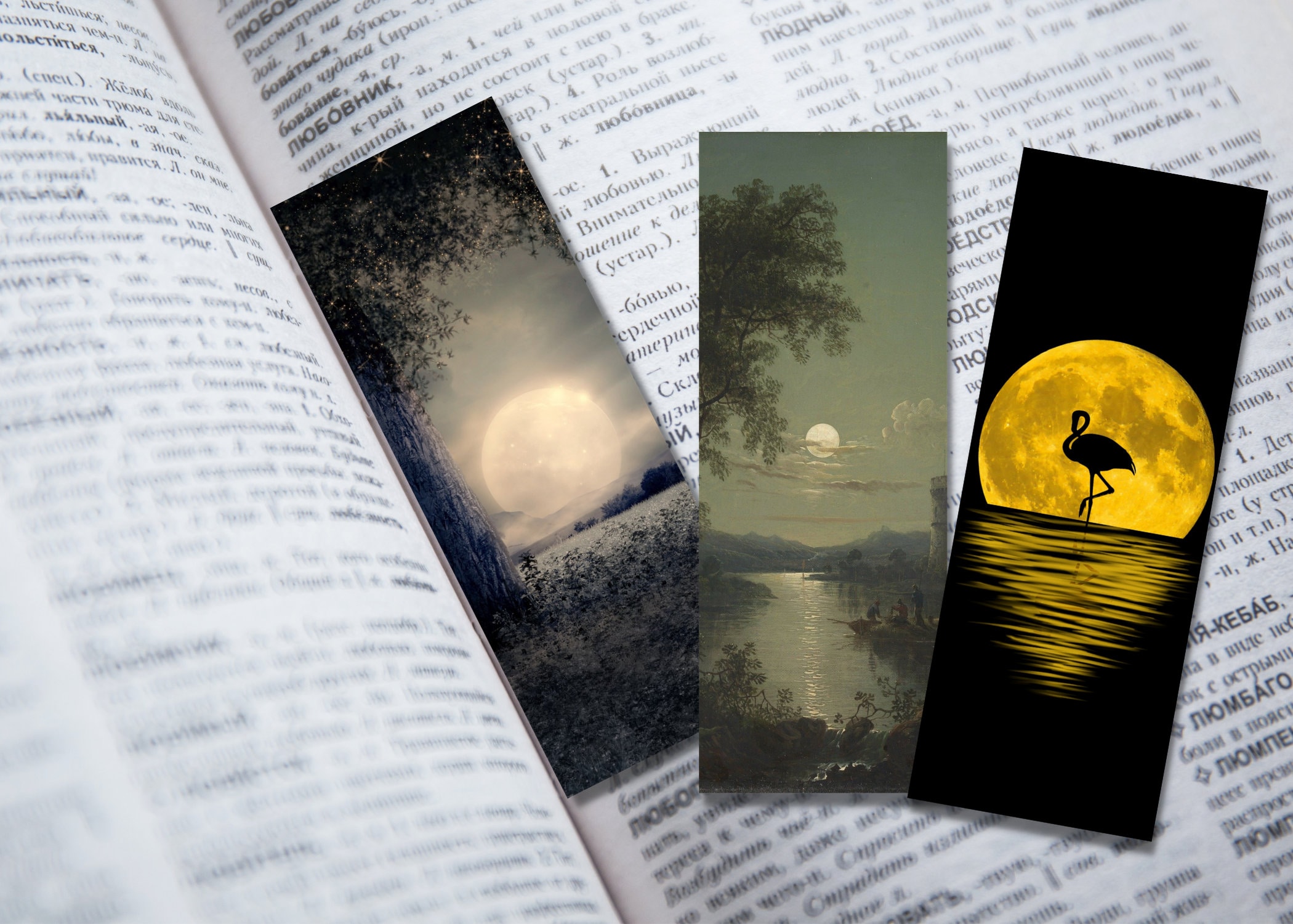 Beautiful moon bookmark set printable bookmark instant Etsy