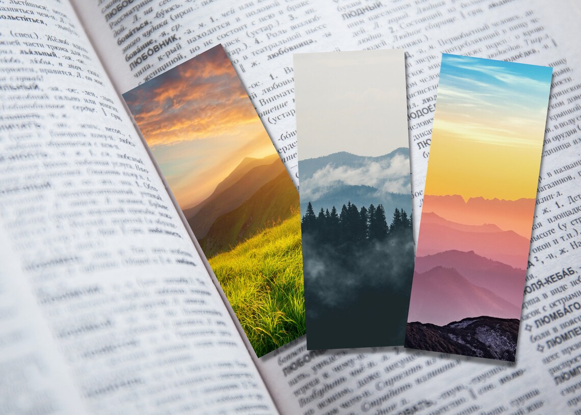 Mountain landscape bookmark printable bookmark instant | Etsy
