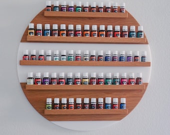 Essential Oil Shelf, White Oak Hardwood, White Epoxy, Essential Oil Rack, Customizable, Oil rack, essential oils, oil shelf