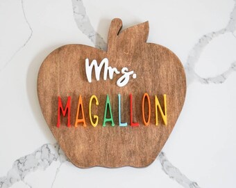Apple School Sign for Teachers and Educators, Teacher Gift, Classroom Decor, Educator Gift, Teacher Present