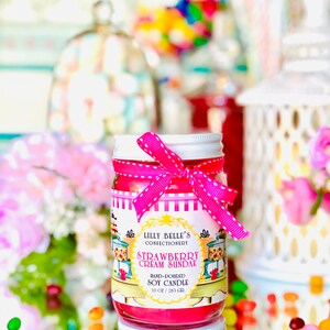 STRAWBERRY CREAM SUNDAE | Hand-Crafted Disney Inspired Candle | Theme Park Scented Candles | Strawberry Shortcake Candle