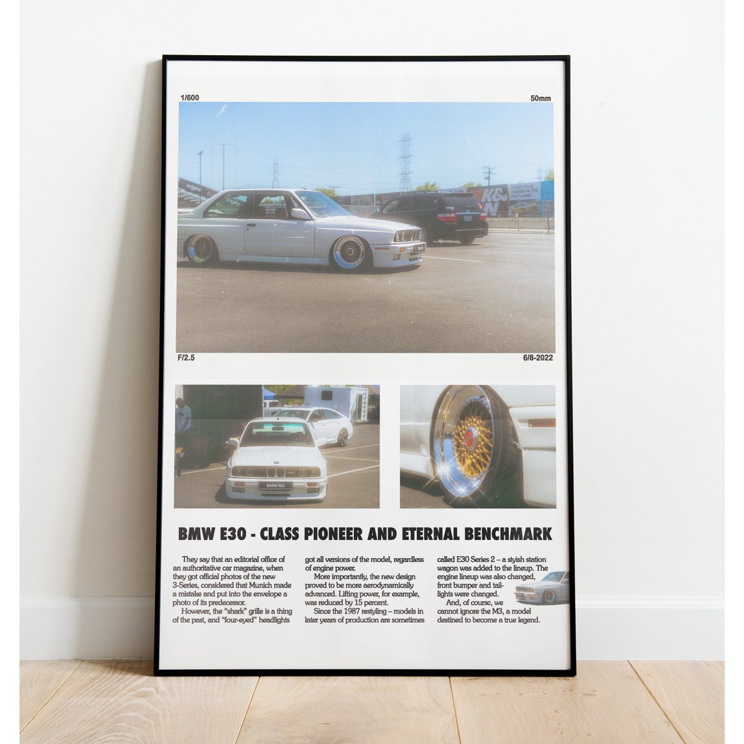 BMW E30 M3 Poster Car Print, Wall Print, Retro Wall Decor, Gift ...