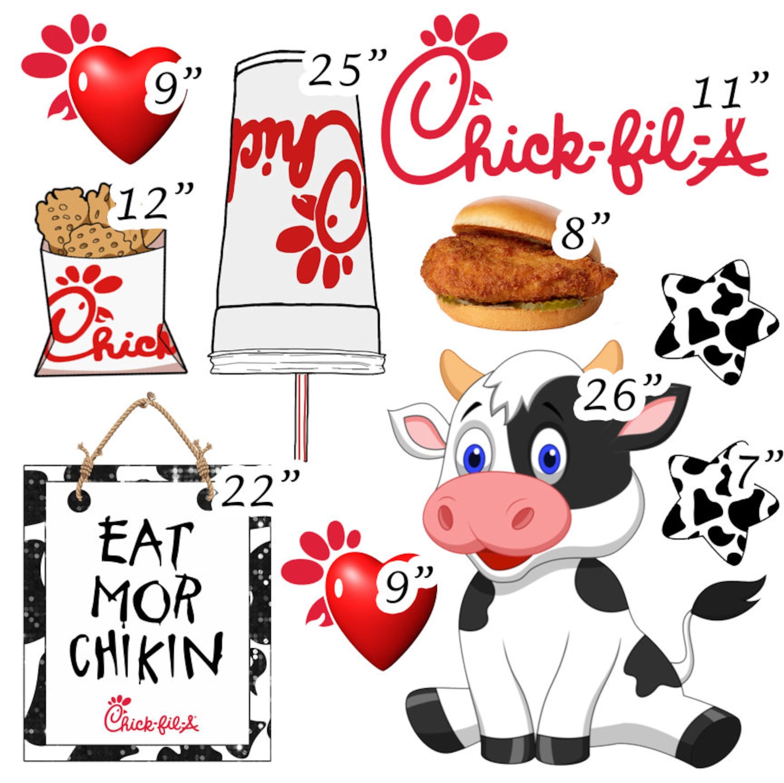 Chick Fil A Birthday Backdrop Chick Fil A Cutoutschick Fil A | Etsy