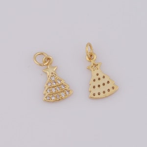 Gold Christmas tree Charms,18K Gold Filled Christmas tree Pendant,Micropavé CZ Christmas tree Necklace for DIY Jewelry Making Supplies