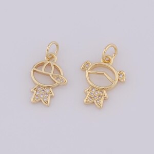 Gold Boys Charms,18K Gold Filled Girl Pendant,Micropavé CZ Boys Necklace for DIY Jewelry Making Supplies