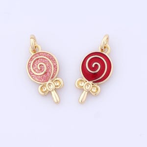 Gold Lollipop Charms,18K Gold Filled Lollipop Pendant,Enamel Lollipop Necklace for DIY Jewelry Making Supplies