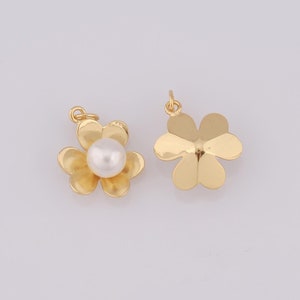 Zierliche Blumen Charms, 18K Gold Filled Blumen Anhänger, Perlenkette für DIY Schmuckherstellung Zubehör