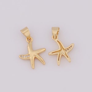 Gold Marine Charms,18K Gold Filled Starfish Pendant,Micropavé CZ Pentagram Necklace for DIY Jewelry Making Supplies