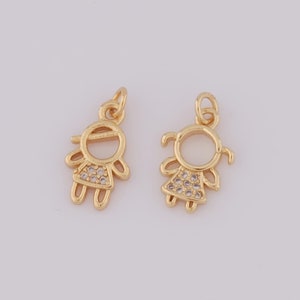Gold Boys Charms,18K Gold Filled Girl Pendant,Micropavé CZ Boys Necklace for DIY Jewelry Making Supplies