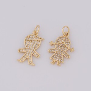 Gold Boys Charms,18K Gold Filled Girl Pendant,Micropavé CZ Boys Necklace for DIY Jewelry Making Supplies