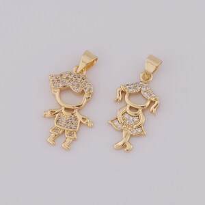 Gold Boys Charms,18K Gold Filled Girl Pendant,Micropavé CZ Boys Necklace for DIY Jewelry Making Supplies