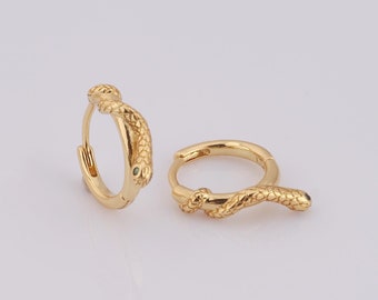 18K Gold Filled Snake Hoop Earrings, Gold Dainty Hoop Earrings