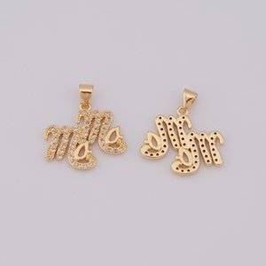 Gold MaMa Charms,18K Gold Filled MaMa Pendant,Micropavé CZ Mom Necklace for DIY Jewelry Making Supplies