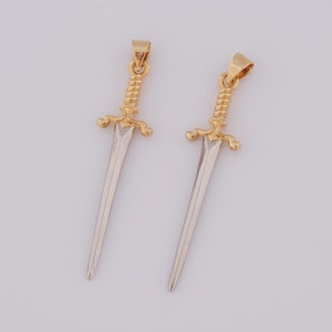 Gold Sword Charms,18K Gold Filled Sword Pendant,Sword Necklace for DIY Jewelry Making Supplies