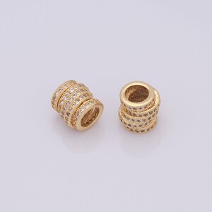 18K Gold Filled Silber Spacer Perlenkappen-Charms, Micropavé CZ Gold Zylinderperlen Armband-Halskette für DIY Schmuckherstellung Lieferung