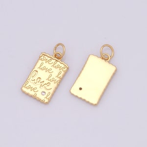 Zierliche Rechteck Charms, 18K Gold Filled Rechteck Anhänger, Micropavé CZ Rechteck Halskette für DIY Schmuckherstellung Zubehör