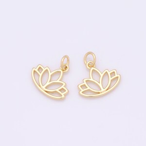 Dainty Lotus Flower Charms,18K Gold Filled Pendant,Lotus Flower Necklace for DIY Jewelry Making Supplies