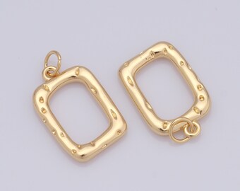 Delicados pingentes retangulares minimalistas, pingente retangular preenchido com ouro 18K, colar retangular micropavé CZ para fazer joias DIY