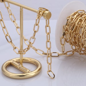 Gold Büroklammern Kette, 18K Gold Filled halb fertige Kette, Spezialität Ketten, DIY Schmuckherstellung
