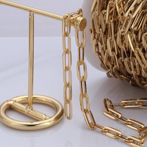 Gold Büroklammern Kette, 18K Gold Filled halb fertige Kette, Spezialität Ketten, DIY Schmuckherstellung