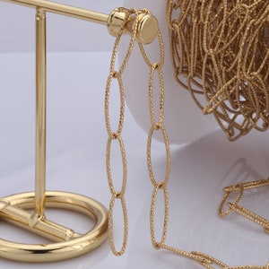 Gold Büroklammern Kette, 18K Gold Filled halb fertige Kette, Spezialität Ketten, DIY Schmuckherstellung