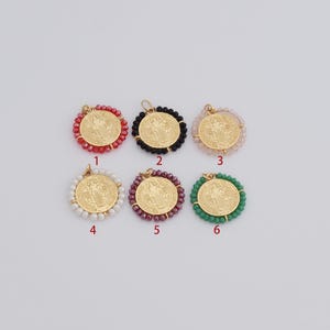 Gold Round Charms, 18K Gold FilledChristian Pendant, Religious Necklace for DIY Jewellery Making Supplies