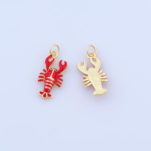 Gold Lobster Charms, 18K Gold Filled Marine Life Pendant, Enamel Lobster Pendant Necklace for DIY Jewellery Making Supplies