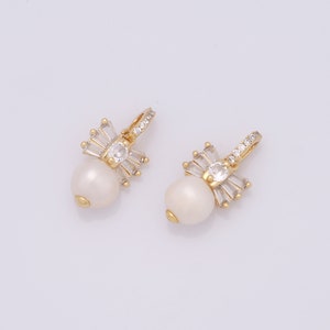 18K Gold Filled Perlenanhänger, Micropavé CZ Perle Minimalist Charms, Perlenkette für DIY Schmuckherstellung Zubehör